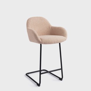 Jesper Home Barstoel 'Kushi' Arch Black, kleur Flax Relax (zithoogte 67cm)