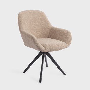 Jesper Home Draaibare Eetkamerstoel 'Kushi' Turn Black, kleur Flax Relax