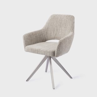 Jesper Home Draaibare Eetkamerstoel 'Yanai' Turn Steel, kleur Caramel Grid