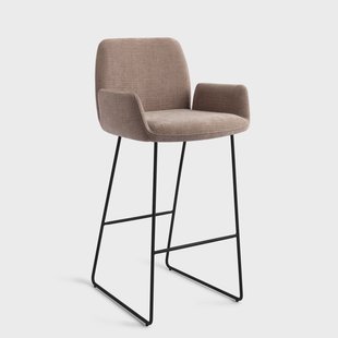 Jesper Home Barkruk 'Misaki' Slide Black, kleur Mocha Mist (zithoogte 75cm)