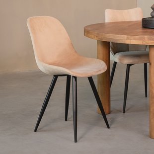 LABEL51 Eetkamerstoel 'Capri' Velvet, kleur Zand