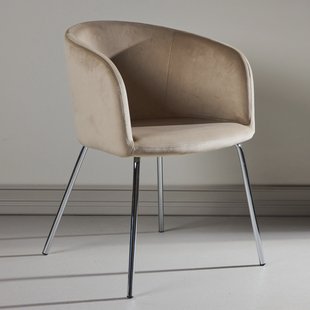 Nohr Eetkamerstoel 'Karna' Velvet, kleur Beige/Zilver