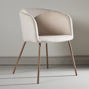 Nohr Eetkamerstoel 'Karna' Velvet, kleur Crème/Walnoot