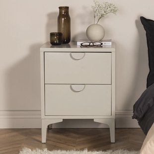 Nohr Nachtkastje 'Danyella' Met 2 laden, Metaal, kleur Beige