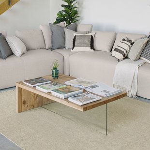 Kave Home Salontafel 'Tulsi' Eiken / glas, 120 x 70cm