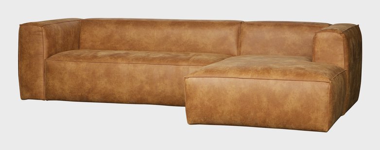 WOOOD Hoekbank 'Bean' rechts, leder cognac