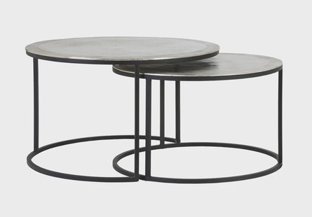 Light & Living Salontafel 'Talca' Set van 2 stuks, 67/75cm, kleur Nikkel