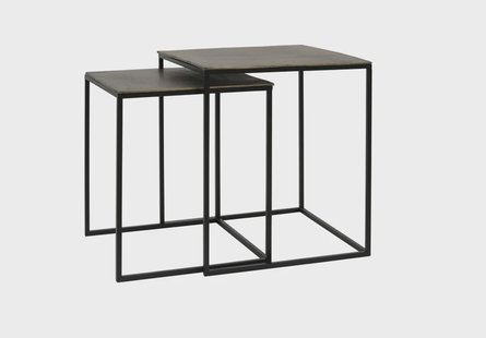 Light & Living Bijzettafel 'Banos' Set van 2 stuks 40x40x45+, antiek brons