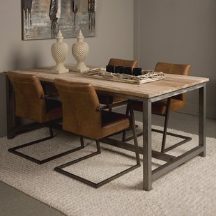 Tower Living Industriële Eettafel 'Venetië' Teak, maat 160 x 90cm