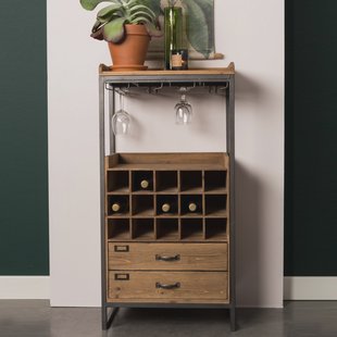 ZILT Industrieel Wijnkastje 'Joba' Dennenhout, 112 x 56cm