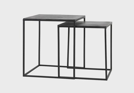 Light & Living Bijzettafel 'Banos' Set van 2 stuks 40x40x45+, ruw lood antiek