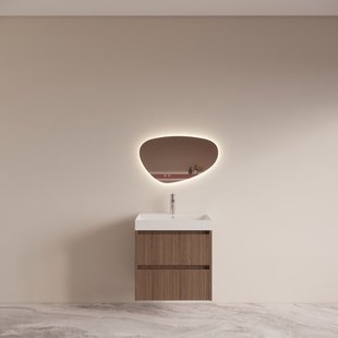 Badmeubelset BWS Riga Met Lako Wastafel Wit 60 cm Donker Eiken Japandi