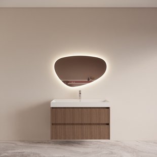 Badmeubelset BWS Riga Met Lako Wastafel Wit 100 cm Donker Eiken Japandi