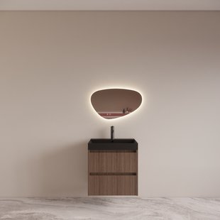 Badmeubelset BWS Riga met Lako Wastafel Zwart 60 cm Donker Eiken Japandi