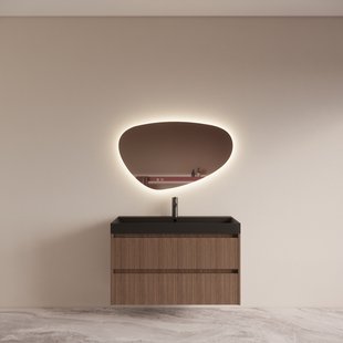 Badmeubelset BWS Riga met Lako Wastafel Zwart 100 cm Donker Eiken Japandi