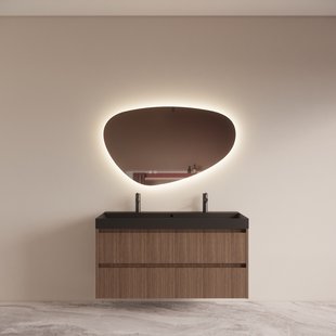 Badmeubelset BWS Riga met Lako Wastafel Zwart 120 cm Donker Eiken Japandi