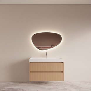 Badmeubelset BWS Riga Met Lako Wastafel Wit 100 cm Licht Eiken Japandi