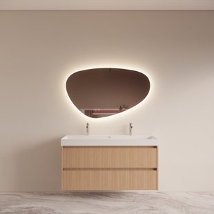 Badmeubelset BWS Riga Met Lako Wastafel Wit 140 cm Licht Eiken Japandi