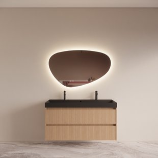 Badmeubelset BWS Riga met Lako Wastafel Zwart 140 cm Licht Eiken Japandi