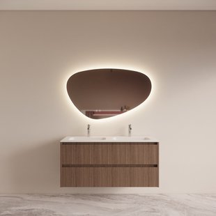 Badmeubelset BWS Riga Met Asia Wastafel Wit 140 cm Donker Eiken Japandi