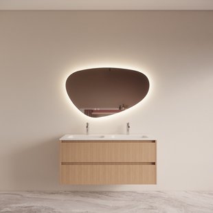 Badmeubelset BWS Riga Met Asia Wastafel Wit 140 cm Licht Eiken Japandi