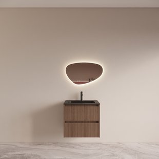 Badmeubelset BWS Riga met Asia Wastafel Zwart 60 cm Donker Eiken Japandi