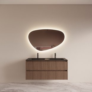 Badmeubelset BWS Riga met Asia Wastafel Zwart 120 cm Donker Eiken Japandi