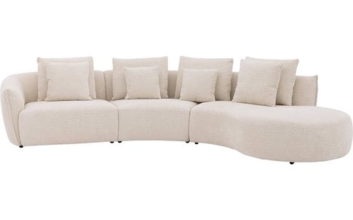 Goossens Bank Fay wit, stof, 1,5-zits, stijlvol landelijk met chaise longue rechts