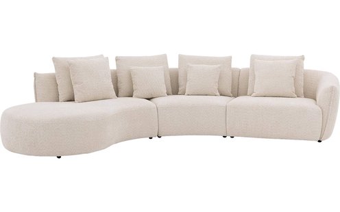 Goossens Bank Fay wit, stof, 1,5-zits, stijlvol landelijk met chaise longue links