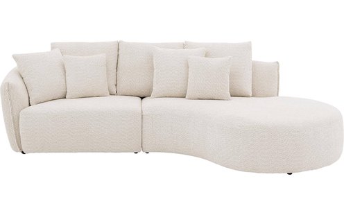 Goossens Bank Fay wit, stof, 1,5-zits, stijlvol landelijk met chaise longue rechts