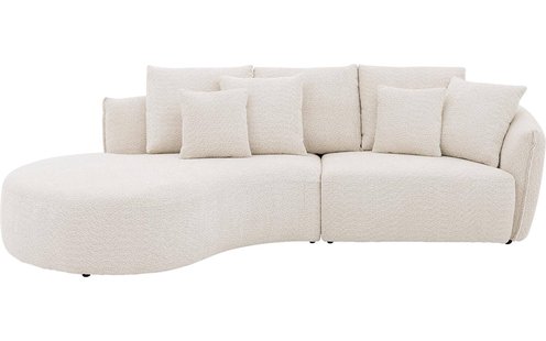 Goossens Bank Fay wit, stof, 1,5-zits, stijlvol landelijk met chaise longue links