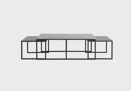 Light & Living Bijzettafel 'Kumalu' Set van 3 stuks max, antiek tin-antiek lood