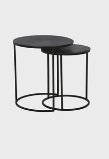 Light & Living Bijzettafel 'Talca' Set van 2 stuks, ruw lood antiek