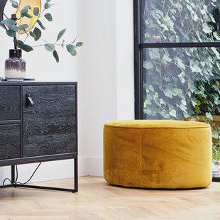 WOOOD Poef 'Sara' laag, kleur Okergeel