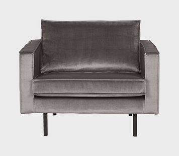 WOOOD Fauteuil 'Rodeo' Velours, kleur Taupe