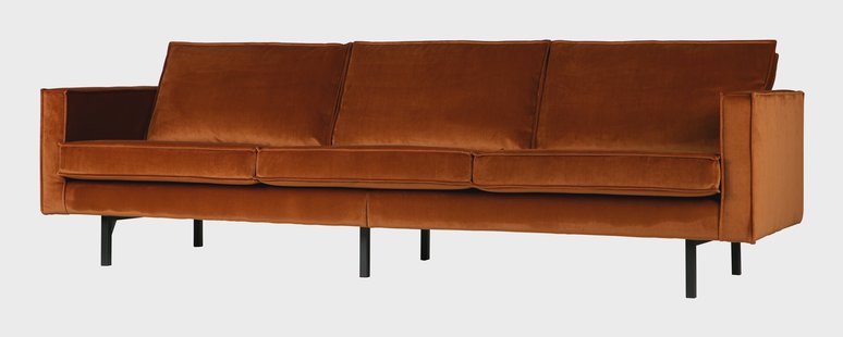 WOOOD Bank 3-zits 'Rodeo' Velvet, kleur Roestbruin