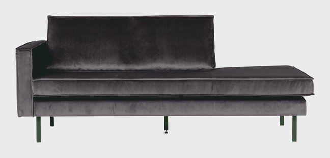 WOOOD Daybed 'Rodeo' Links, Velvet, kleur Antraciet
