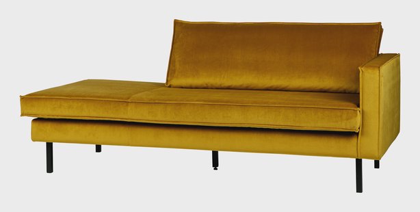 WOOOD Daybed 'Rodeo' Rechts, Velvet, kleur Oker