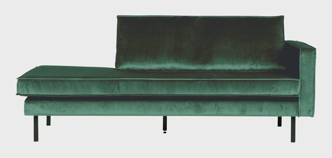 WOOOD Daybed 'Rodeo' Rechts, Velvet, kleur Forest Green