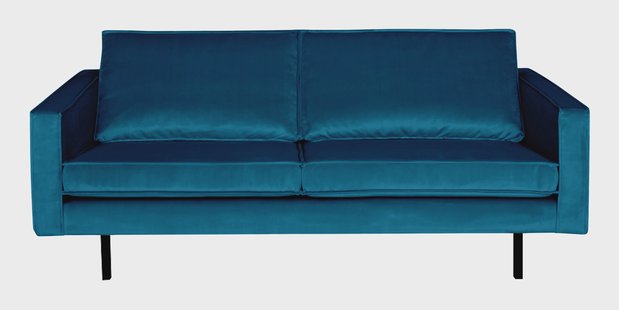 WOOOD Bank 2,5-zits 'Rodeo' Velvet, kleur Blauw