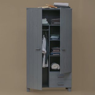 WOOOD Kledingkast 'Dennis', kleur Steel grey