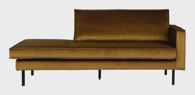 WOOOD Daybed 'Rodeo' Rechts, Velvet, kleur Honey (geel)