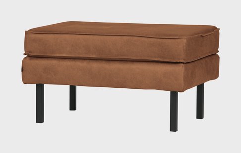 WOOOD Hocker 'Rodeo' Eco leder, kleur Cognac