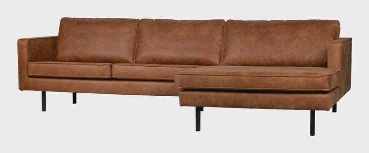 WOOOD Loungebank 'Rodeo' Rechts, Eco Leder, kleur Cognac