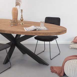Sohome Ovale Eettafel 'Yannick' Mango met staal, 240 x 110cm