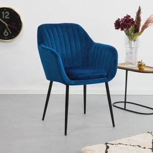 Sohome Eetkamerstoel 'Albin' Velvet, kleur Donkerblauw