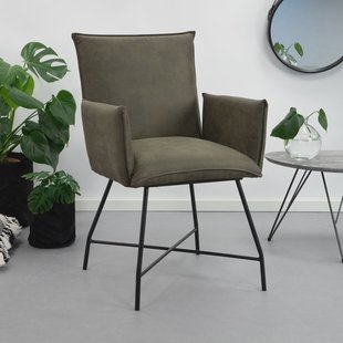 Sohome Eetkamerstoel 'Kostas' met armleuning, kleur groen