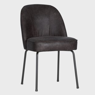 WOOOD Eetkamerstoel 'Vogue' Leder, kleur Zwart