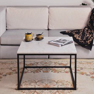 Artistiq Vierkante Salontafel 'Rodrigo' Wit Marmer en Staal, 75cm