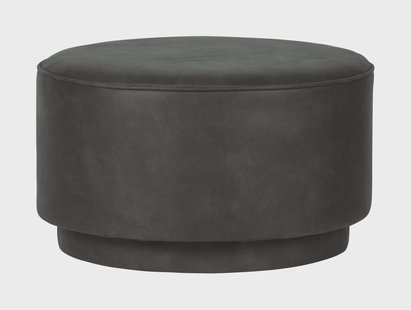 vtwonen Ronde Poef 'Coffee' Eco-leer 60cm, kleur Antraciet